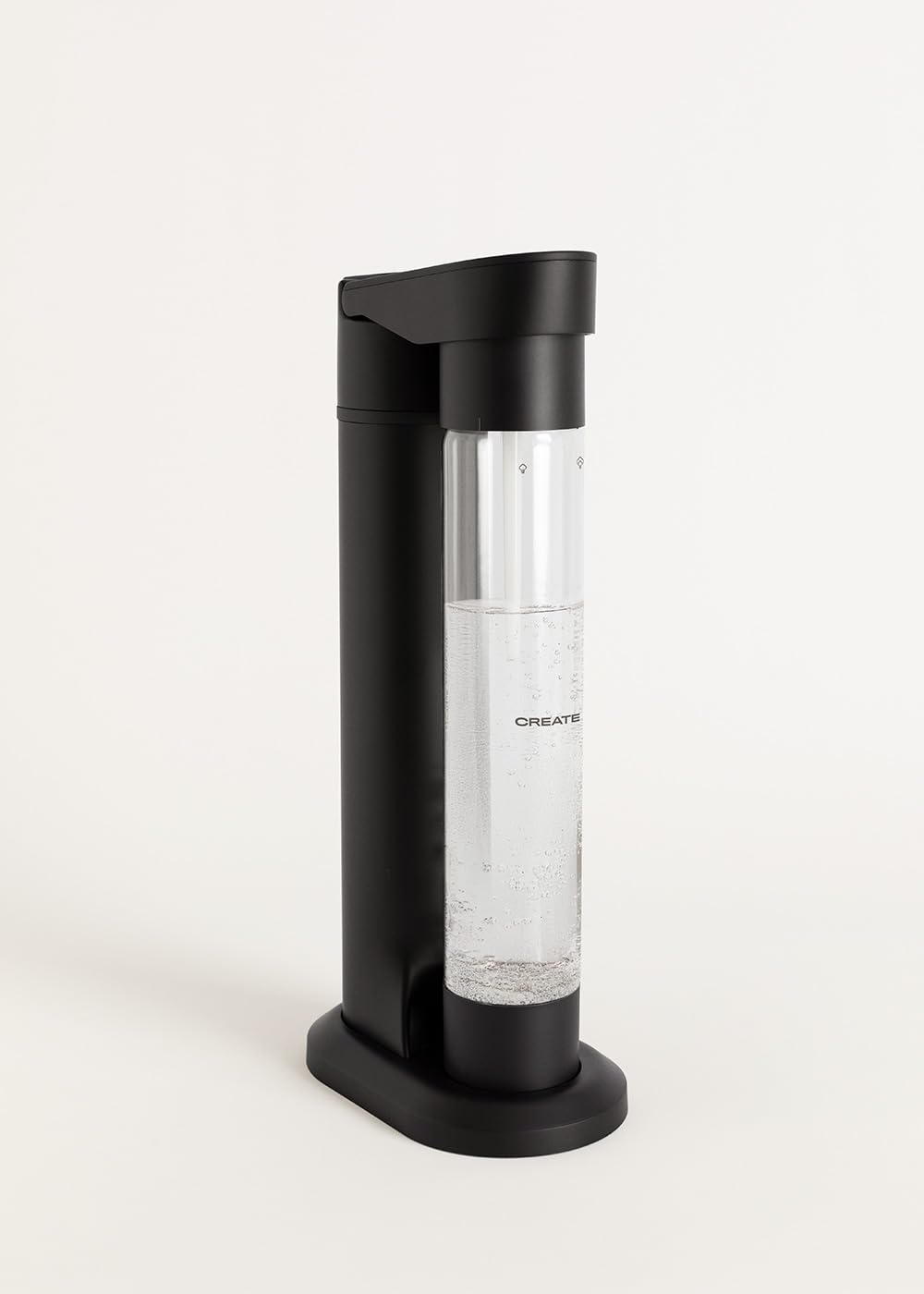 CREATE/SODA MAKER STUDIO/Máquina para hacer agua con gas 1L negro/No incluye cilindros de CO2, carbonata en 4 pasos, botella libre de BPA, sin enchufes