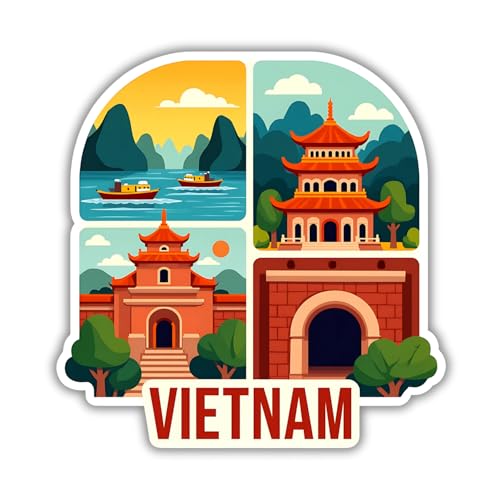 Image of Naxon Vietnam Country Theme Souvenir Wooden Refrigerator Stylish Fridge Magnet - Fridge Decoration Magnet for Kitchen & Home Decor | Perfect Souvenir Gift | Size 3x3 Inches | Pack of 1