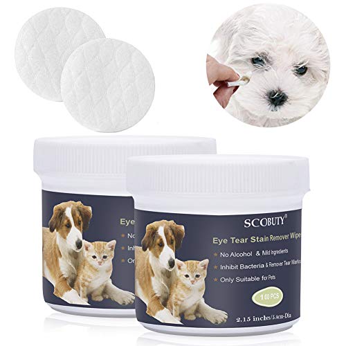 SCOBUTY Pet Eye Wipes,Pet Wipes,Pet Tear Wipes,Natural Tear Eye Stain Remover Pads for Pets, Cleansing Eye Wipes, Pet Soft Grooming Wipes 200 Pads