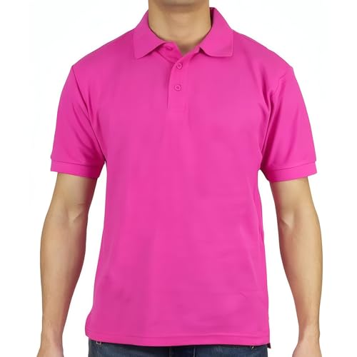 Access Men's Classic Short Sleeve Uniform Pique Polo (Fuchsia, Large)