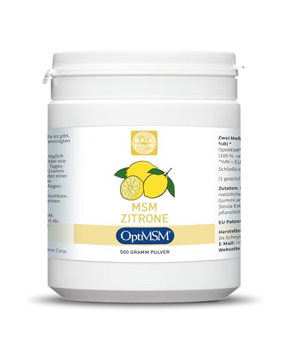 Kala Health OptiMSM Polvo sabor a limón – 100% puro polvo de azufre MSM – Metilsulfonilmetano natural – Con auténtico aroma a limón de aromas naturales – Sin aditivos (500)