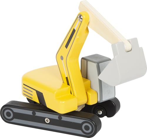 Small Foot Escavatore con Pala con Cabina in Legno, Veicolo Gioco con Braccio Girevole a 360° ed Effetto Catena Realistico, dai 2 Anni, 12637