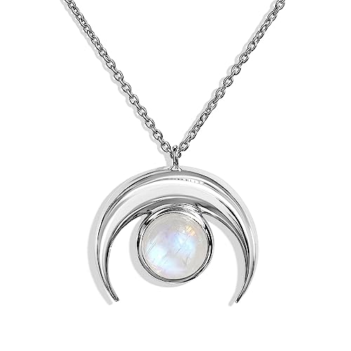 Moon Magic - Authentic Moonstone Necklace for Women | Onyx, Black Obsidian Necklaces/Real 925...