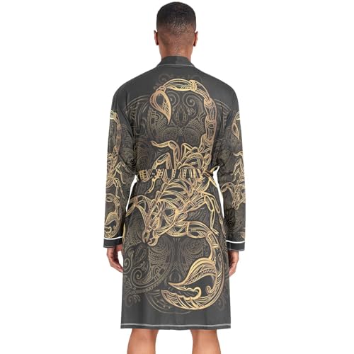 Men Kimono Wedding Satin Robe, Short Bathrobe Sleepwear Dressing Gown M-XL3