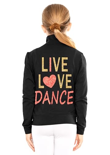 Image of STRETCH IS COMFORT Sparkle Dance Warm Up Jacket for Girls and Women | Glitter Performance Studio Competition Zip Layer
