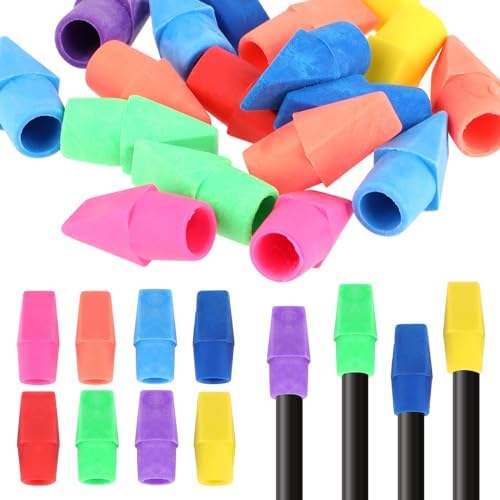 YUXIANLB 20 Pack Pencil Erasers Set, Pencil Top Eraser Caps, Colorful