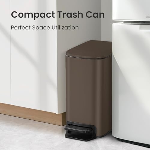 image for Cesun Small Bathroom Trash Can With Lid Soft Close, Step Pedal, 6 Lite