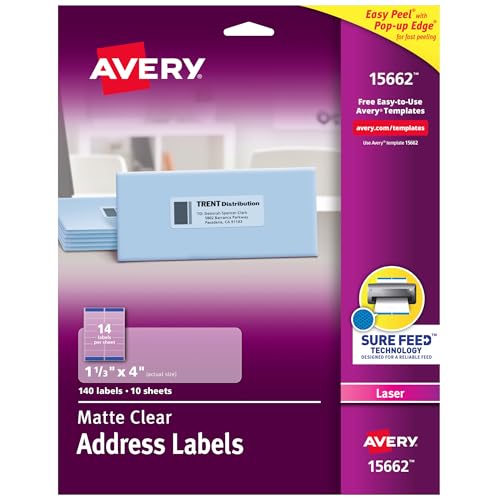 Avery Printable Address Labels with Sure Feed, 1-1/3