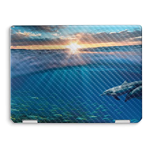 Image of MightySkins Carbon Fiber Skin Compatible with HP Spectre x360 14 inch (2022) Full Wrap Kit - Tranquil Swim | Protective, Durable Textured Carbon Fiber Finish | Easy to Apply | Made in The USA