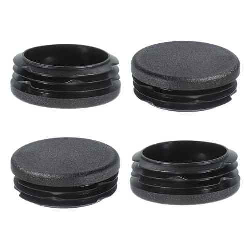Image of PATIKIL 1-3 /4 Inch Plastic Tubing End Caps, 4 Pcs Round Hole Plug Insert for Round Iron Pipe Chair Leg Table Bookshelves Patio Furniture, Black