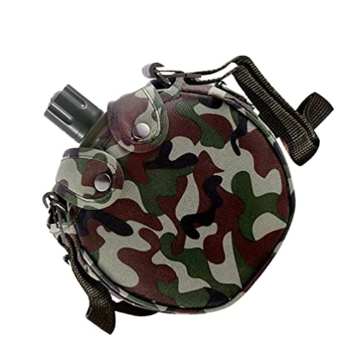Angoily Cantimplora Militar Star Camuflaje Bolsa de Acero Inoxidable Botella de Agua Cantimplora con Cubierta para Camping Senderismo 550ML (Verde)