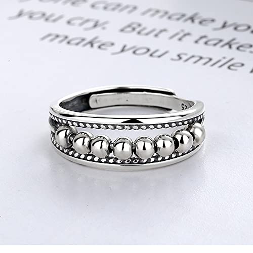 Bigpipi Silver Anti Anxiety Ring With Beads Spinner Fidget Ring For Women Men Daughter Girls Jewelry Adjustable Worry Spinning Stacking Relief Ring #TOP2