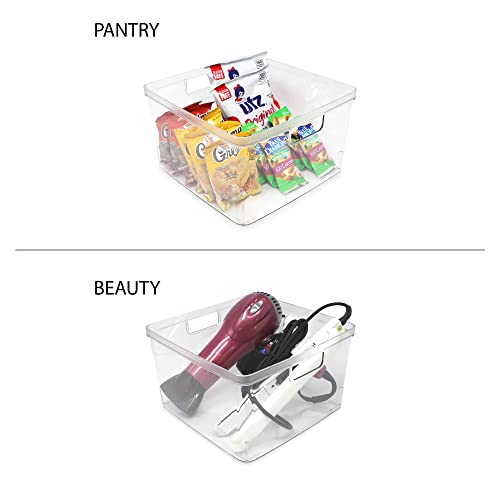 Isaac-Jacobs-2-Pack-Square-Clear-Storage-Bins-10-L-x-10-W-x-61-H-Cutout-Handles-Plastic-Organizer-for-Home-Office-Kitchen-FridgeFreezer-Bathroom-BPA-Free-Food-Safe-2-Pack-Square