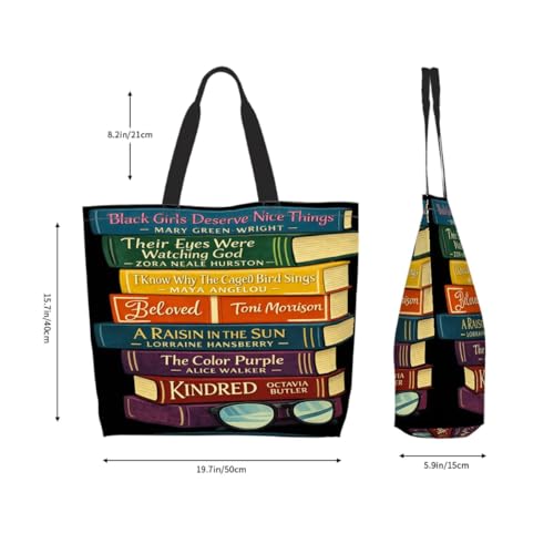 Bolsa tote de lona para amantes de la literatura afroamericana, regalo para lectores, bolso grande y oversize para mujer miniatura 3