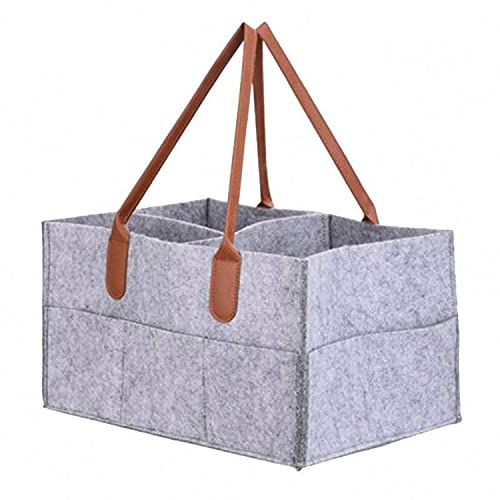 Image of House of Quirk Baby Diaper Organizer, Nursery Storage Basket and Car Organizer for Diapers and Baby Wipes - Grey
