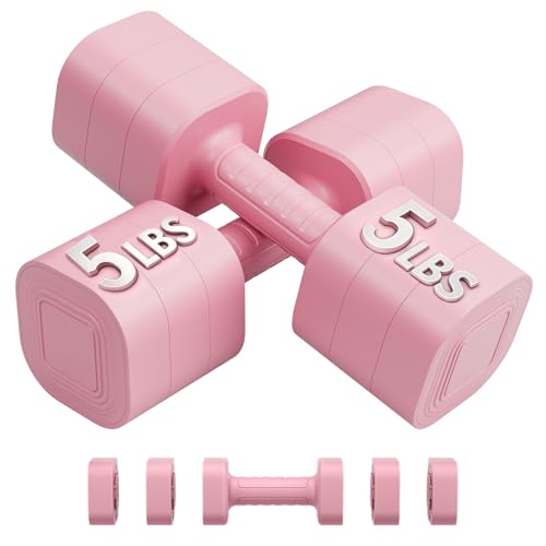Image of Ragebby Adjustable Dumbbell Set of 2, Weights for Men and Women at Home, Anti-slip Handle, 3 in 1 Free Weights Dumbbells Set, 2lb /3lb /5lb /10lb /15lb /20lb for Pilates, Yoga, Strength Training
