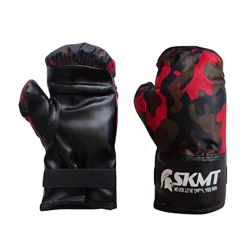 Image of SKMT PU Leather Boxing Gloves for Kids, Available in 2-9 & 7-14 Year Child Gloves (Red Army, 7-14 Year Child Gloves)