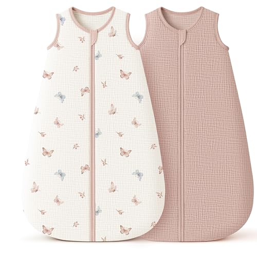 Image of Konssy Muslin Baby Sleep Sack 0-6 Months, 0.8 TOG Baby Wearable Blanket