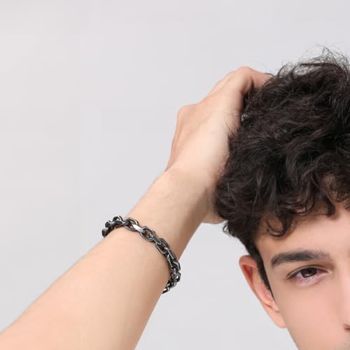 Mens Bracelet Stainless Steel Franco Chain Cable Chain Cuban Link Bracelets for Men Women with Toggle/Lobster Clasp Gunmetal/Silver 7.5/8/8.5 Inch Graduation Gifts for Him3