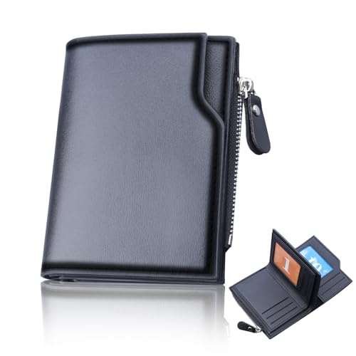 KUBDPQOR Cartera de Cuero para Hombre - Billetera Negra Sencilla y Elegante, Monedero de Piel con Tarjetero KUBDPQOR Cartera de Cuero para Hombre - Billetera Negra Sencilla y Elegante, Monedero de Piel con Tarjetero