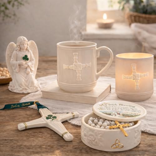 Taza Belleek Classic St. Brigid's Cross 355 ml porcelana miniatura 6