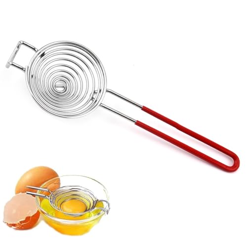 Eigelbtrenner, Eiertrenner Edelstahl, Egg White Separator, Eiweiß Trenner Große Kapazität, Ei-Trenner Mit Langen Griff, Für Kochen Und Küchenhelfer Separator, Spülmaschinenfreundlich (Rote)