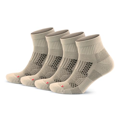 Image of GoWith 2 /4 Pairs Quarter Running Socks for Men & Women, Athletic Anti-Blister Cushioned Seamless Padded Ancle Socks