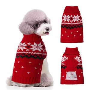 choyaxo Dog Christmas Sweater for Small Pet Dogs Cat Breathable Knitted Warm Cat Outfit for Christmas Warm Apparel for Winter (Red, Medium)