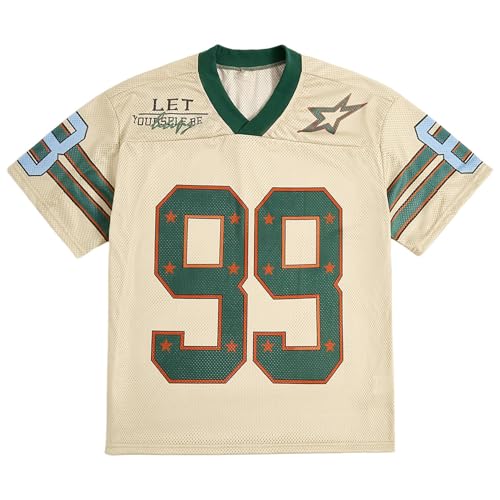 Yimoon Mens Jersey Shirts Oversized Number Graphic Tees Short Sleeve Mesh Tshirts Vintage 90s Y2k Streetwear Tops