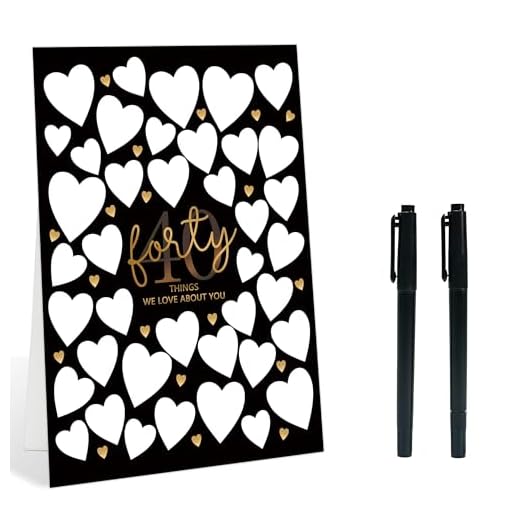 URMISU 40 Reasons Why We Love You Guest Book Alternative, 40th Birthday Party Black Sign 8x11 Inch with Pen, Birthday Favor Supplies Decorations Gift Sign, 40 Years Old Gifts for Him and Her, 6