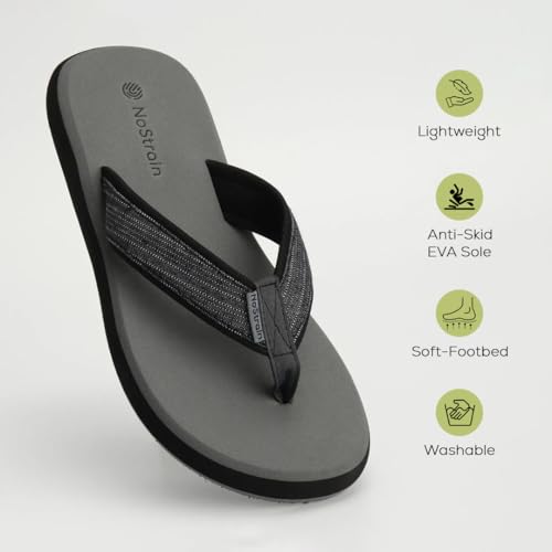 Image of NoStrain Men's Canvas Slippers, Flip Flops & Chappal - Angular Fit