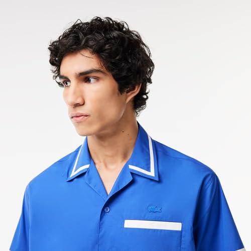 Lacoste Men's French Fashion Sport Relaxed Fit Short Sleeve Striped Accent Shirt4