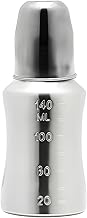 Premium Stainless Steel Matt Finished Baby Feeding Bottle-140ML | Baby Milk Bottle with Advanced Anti Colic Valve, BPA Free, Soft Silicone Teat, Wide Neck for Babies/Infants/Newborns of 0-2 Years| new born baby essentials (Silver-140ML)