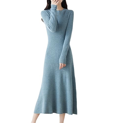 Vestido de punto de lana mujer manga larga ajustado y grueso