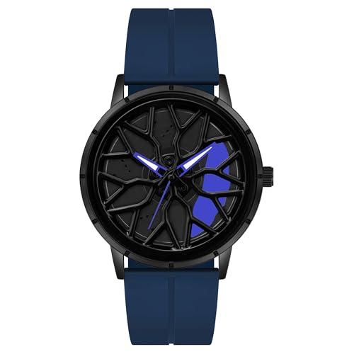 Image of PAPIO Modern Men's Wristwatch with Unique Design Rotating Dial Black Color Silicone Band (MN 256)