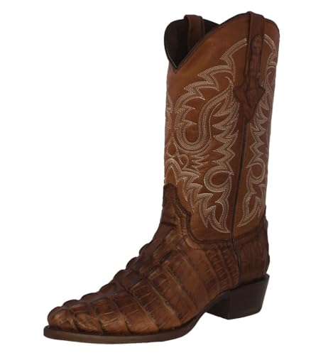 Team West Mens Brown Western Leather Cowboy Boots Crocodile Tail Print J Toe