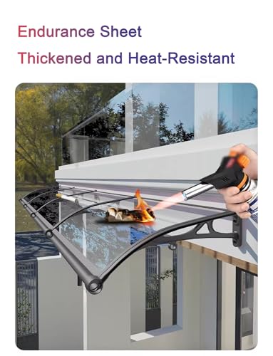 Pare-soleil pour porte et fenêtre anti-UV auvent en polycarbonate résistant 60x300 cm