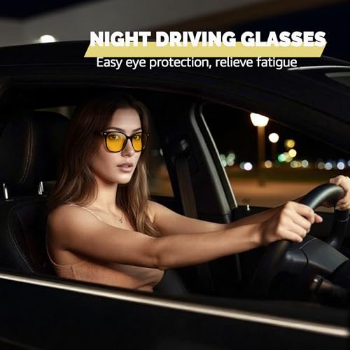 SIPHEW Night Driving Glasses for Women| Yellow Polarized Driving Glasses|Reduces Headlight Glare & Eye Strain for Nighttime2