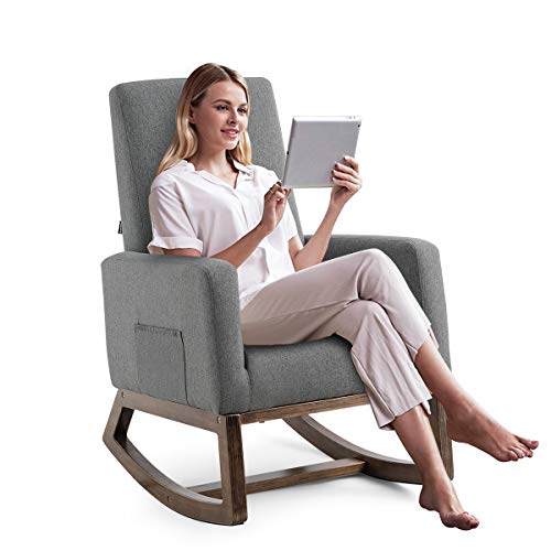 Sillón Mecedor Tapizado Gris miniatura 6