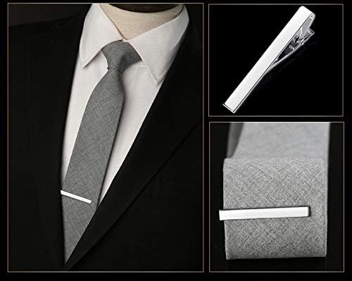 ALBOYI 8 Piece Men's Tie Clip Clasp Bar Formal Business Men's Necktie Clips Set Shirts Men Slim Tie Pin Clamp, Two Length Styles, Gold/Silver Black 3 Tone