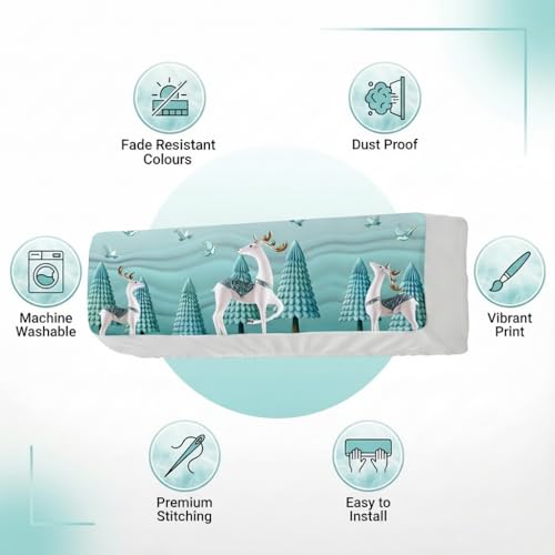 Image of Split AC Cover 1 ton, 1.5 ton to 2 Ton |Designer Digital Print Indoor AC Dust Cover | Stretchable Lycra Fabric | 38x12x9 Inch | Washable Polyester AC Indoor Unit Cover | Dust Dirt Resistant