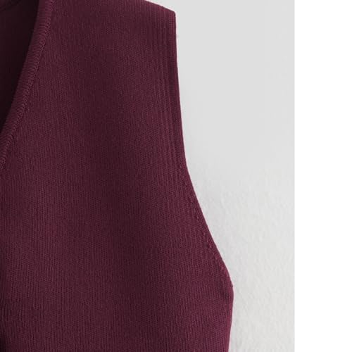 Image of JASCLS Womens Cropped Sweater Vest V Neck Button Down Y2k Crop Knit Flower Trendy Sleeveless Chunky Tank Tops Wine
