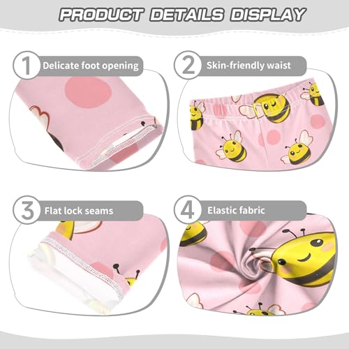 JUNZAN Cartoon Cute Bees Pink Kids Girls Leg Warmers Leggings Stretchy Dance Leggings Yoga & Gym 4T3