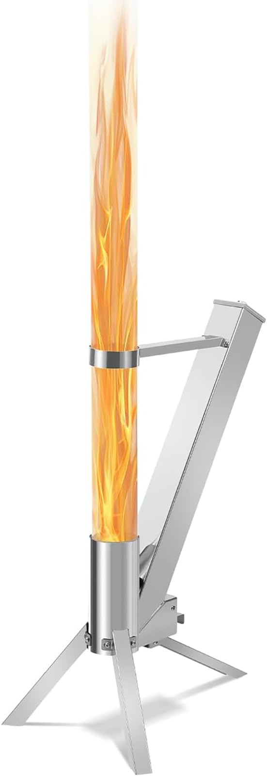 GARDENFLARE Edelstahl Pelletfackel - Feuersäule Mit 1,5m Flamme Inklusive Bürste