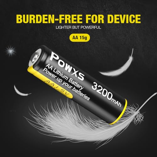 image for POWXS AA Lithium Batteries, 4 Pack 1.5V Lithium Iron Double A Batterie