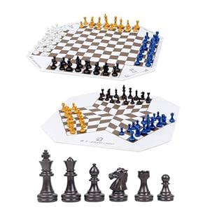 3 or 4 Player Chess Board Game Set,64 Pieces Colorful Chess,Chess Game for Team Chess with a Leather Game Mat