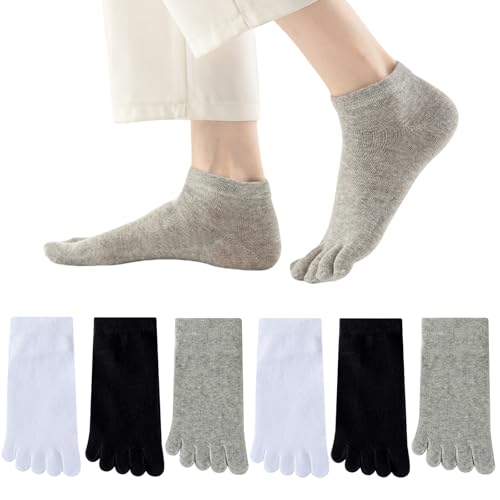 Soleeya 6 Paia Calzini con Dita Separate Donna Corti 34-39, Colori Diversi Calzini con le Dita Donna Cotone Morbido e Traspirante Calze Cinque Dita Bassi Calze 5 Dita Corsa Tempo Libero