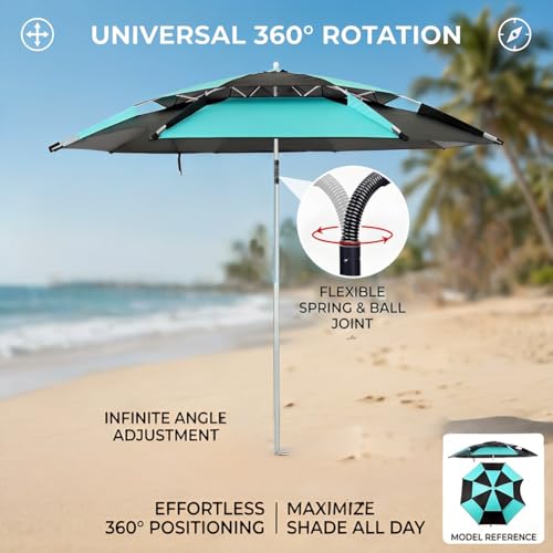Parasol de plage avec protection solaire réglable contre les rayons UV - 6