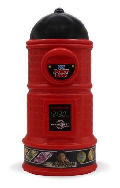 India Post Letter Box-Shaped Piggy Bank Toy for Kids & Toddlers (Boys & Girls) – Secure Lock & 2 Keys | Realistic Red Money Saver Bank | Cute Educational Decor Gift