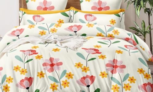 Image of Supersoft Microfiber Reversible AC Comforter /Duvet /Blanket /Quilt Double Bed - 90 inch x 100 inch inch - Rose Pink Colour (Floral Design) (Comforter ONLY)